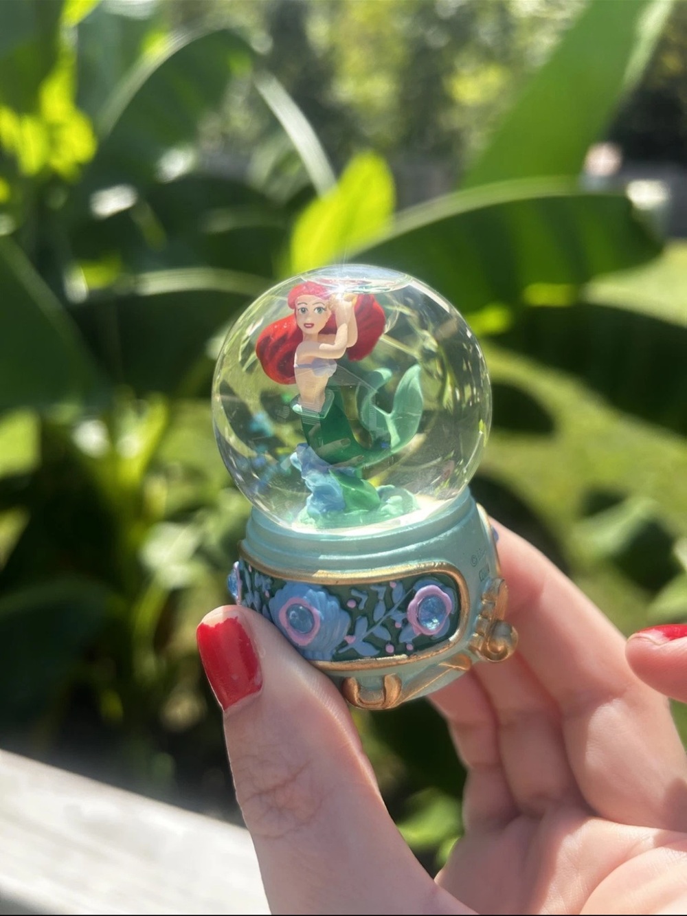Vintage Disney Store 90s Ariel The Little Mermaid Mini Snowglobe Blue Gold Shell
